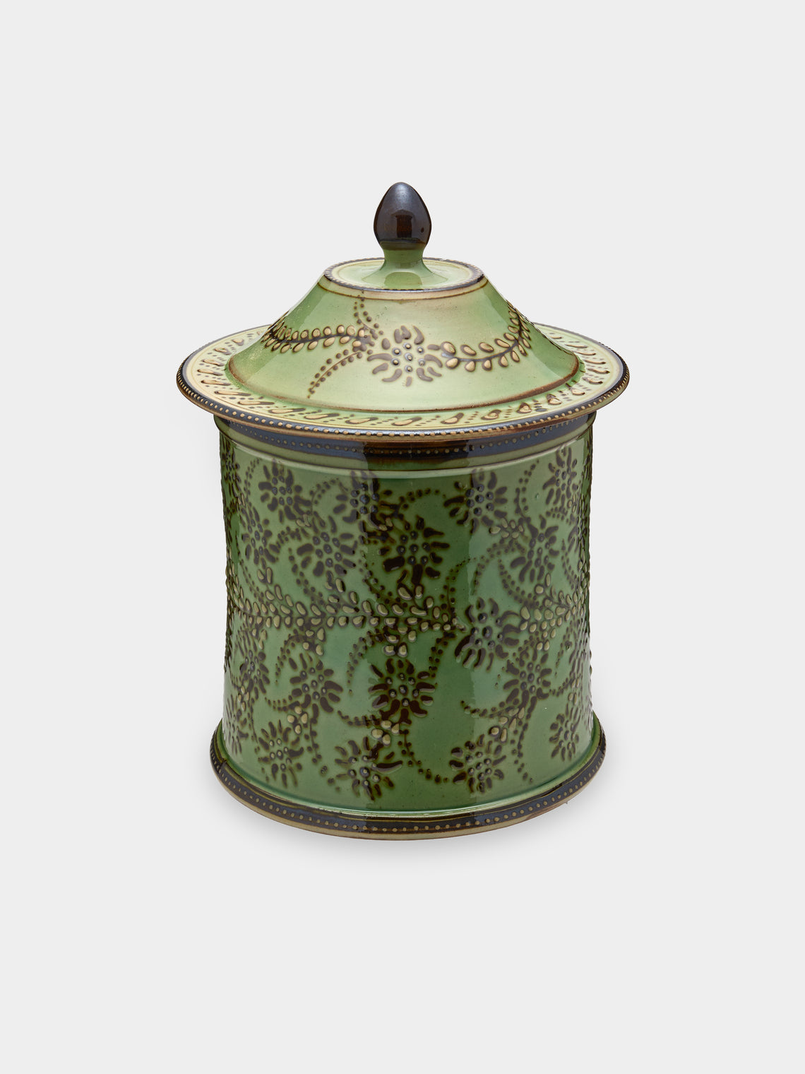 Poterie d’Évires - Flowers Hand-Painted Ceramic Medium Lidded Pot -  - ABASK - 