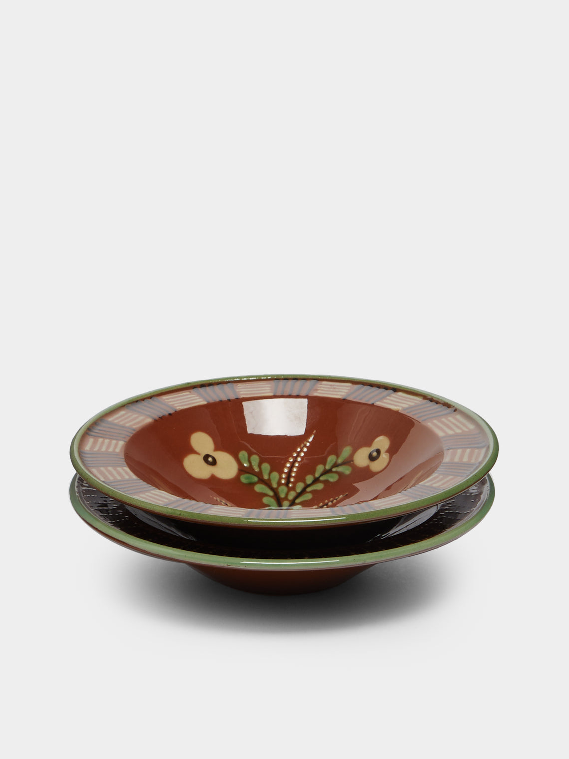Poterie d’Évires - Flowers Hand-Painted Ceramic Breakfast Bowls (Set of 2) -  - ABASK
