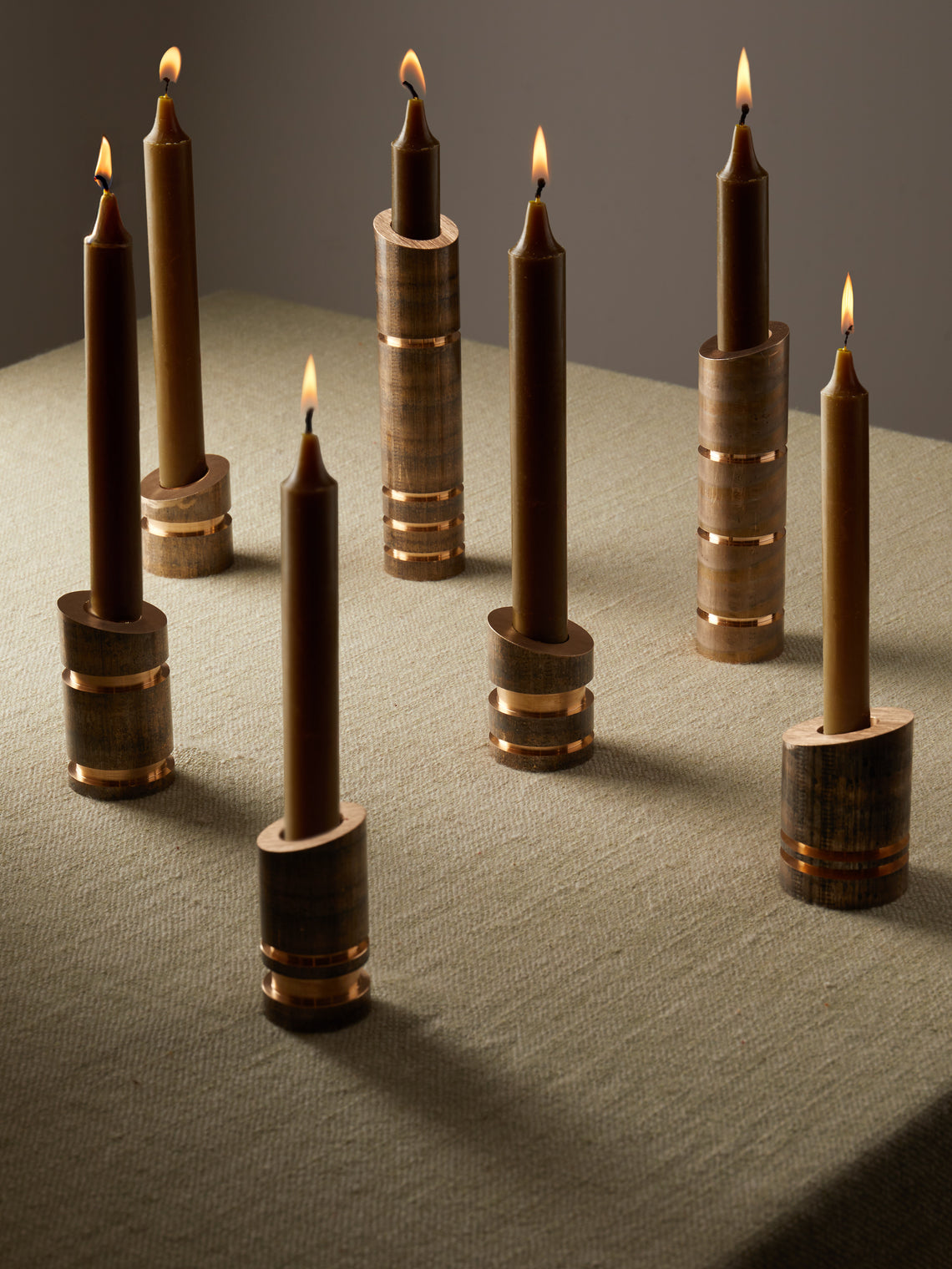 William Guillon - Army of Me Hand-Sculpted Bronze Candle Holders (Set of 7) -  - ABASK