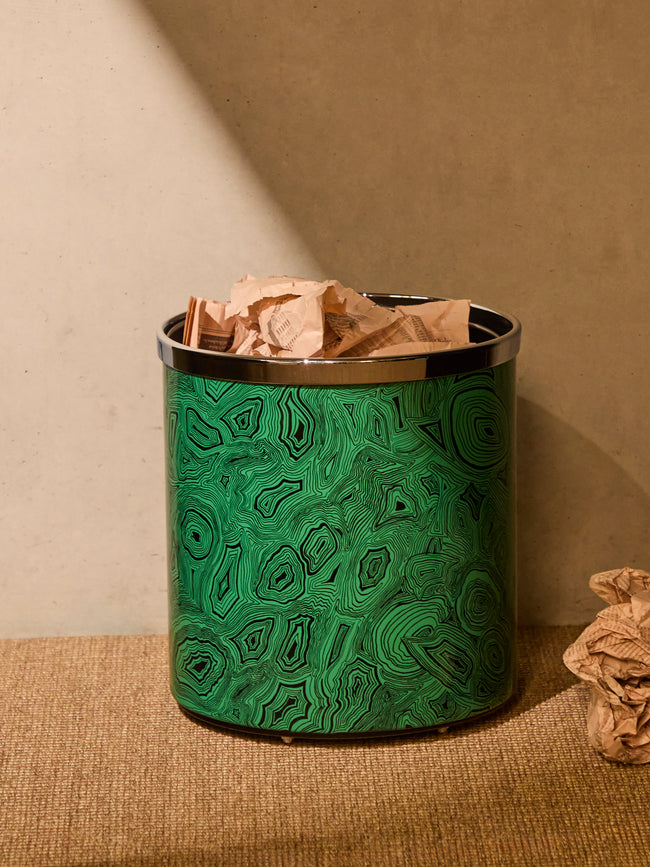 Fornasetti - Malachite Metal Wastepaper Bin -  - ABASK