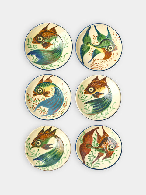 Antique and Vintage - 1950s Piedmont Ceramic Fish Plates (Set of 6) -  - ABASK - 