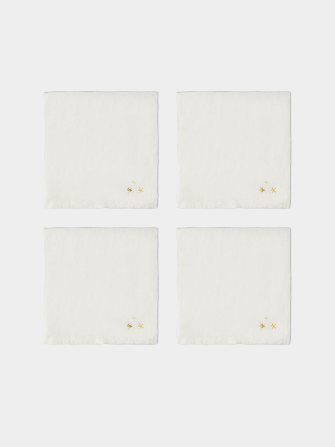 Anut Cairo - Starry Hand-Embroidered Linen Napkins (Set of 4) -  - ABASK - 