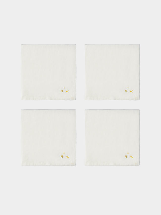 Anut Cairo - Starry Hand-Embroidered Linen Napkins (Set of 4) -  - ABASK - 