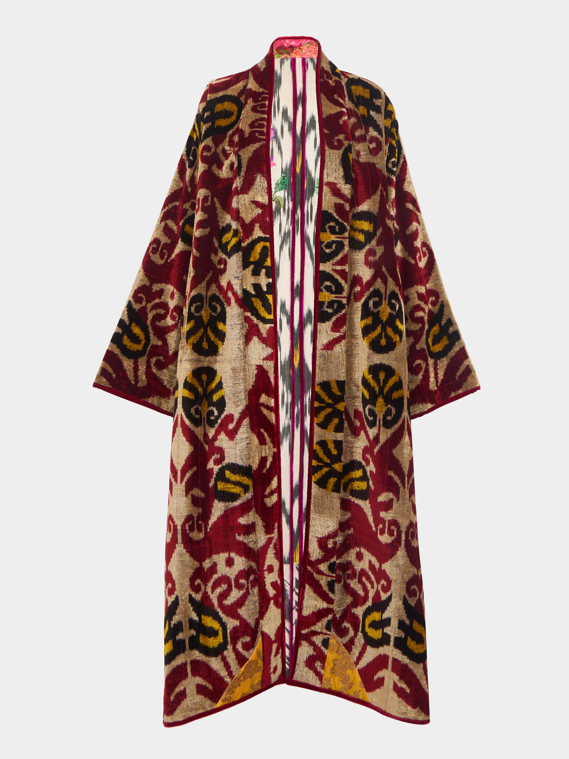 Nazzy Beglari - Hand-Loomed Ikat Velvet Reversible Robe  | One Size -  - ABASK - 