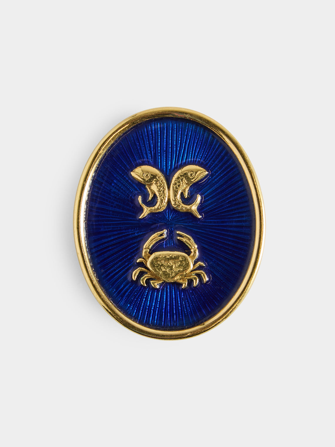 Mahnaz Collection - Vintage 1986 Elisabeth Gage 18-Karat Gold and Guilloche Enamel Brooch -  - ABASK - 