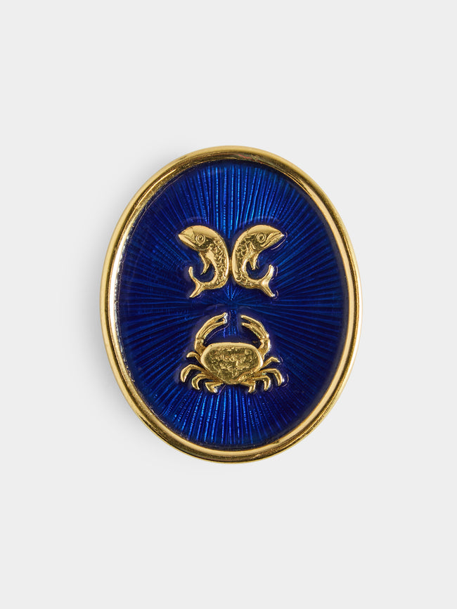 Mahnaz Collection - Vintage 1986 Elisabeth Gage 18-Karat Gold and Guilloche Enamel Brooch -  - ABASK - 