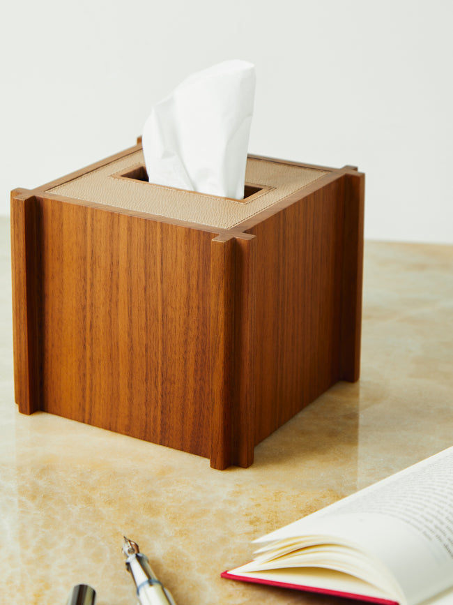 Giobagnara - Structura Leather and Wood Tissue Holder -  - ABASK