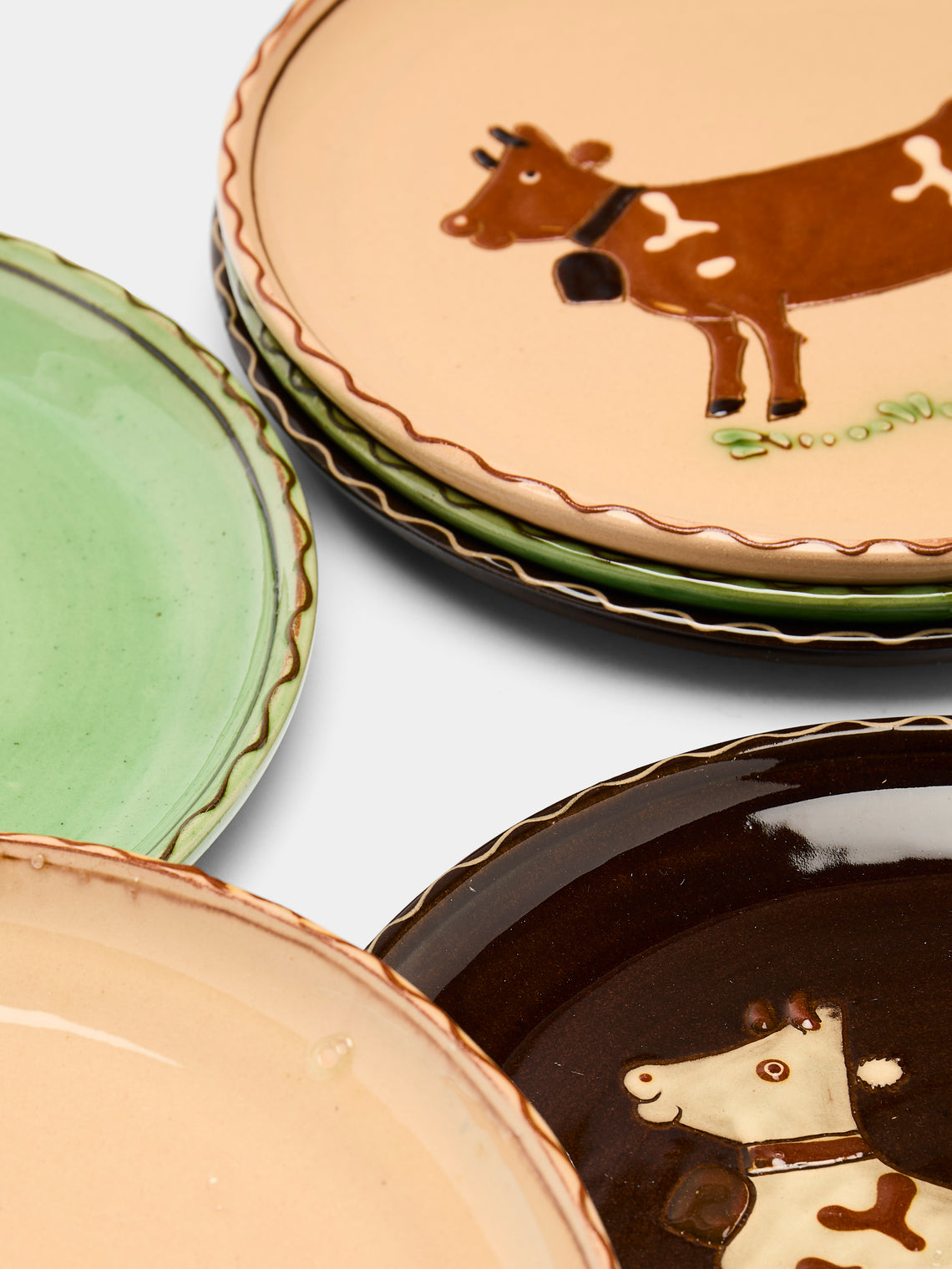 Poterie d’Évires - Cows Hand-Painted Ceramic Side Plates (Set of 6) -  - ABASK