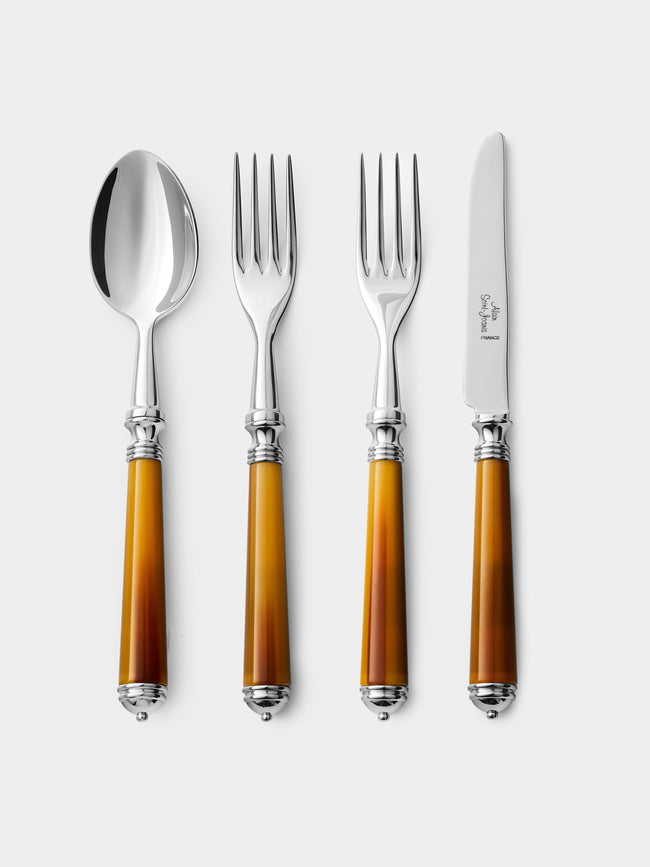 Alain Saint-Joanis - Marbella Dark Horn Resin Dessert Cutlery (Set of 4) - Brown - ABASK - 