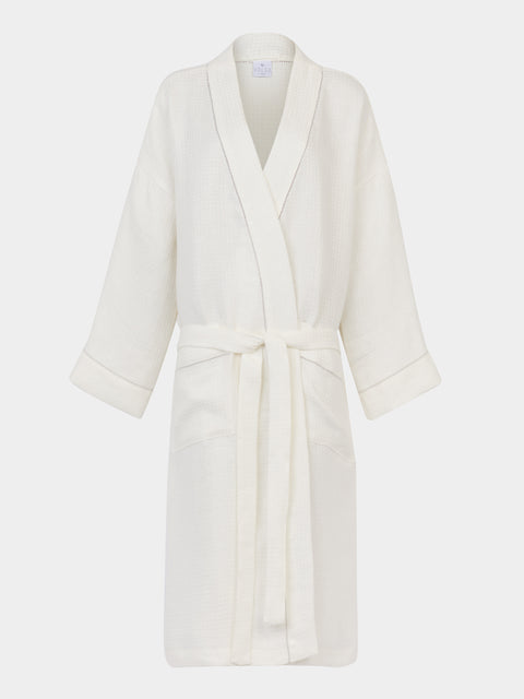 Volga Linen - Liège Hem-Stitch Linen Robe | Size: S -  - ABASK - 