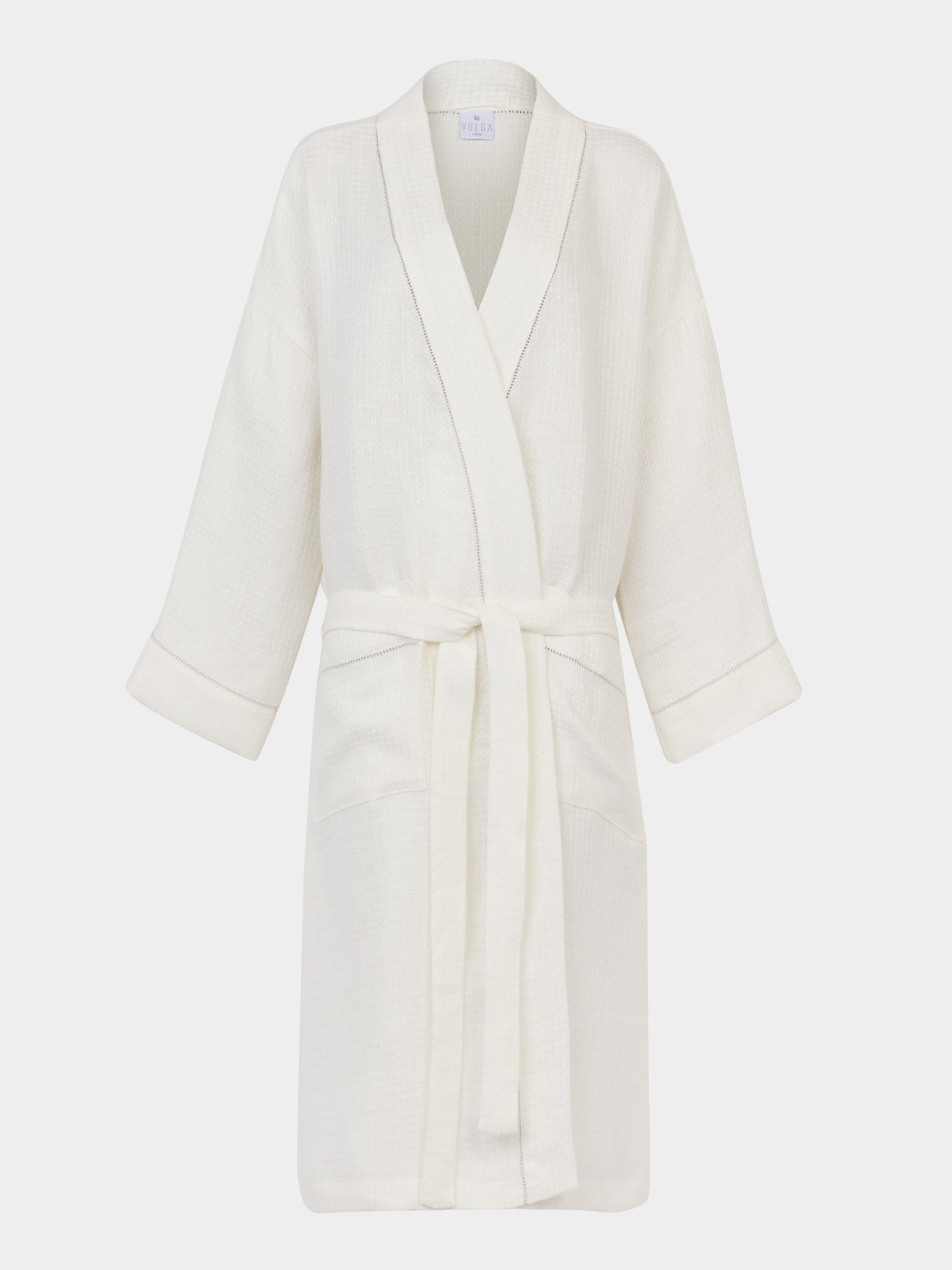 Volga Linen - Liège Hem-Stitch Linen Robe | Size: L -  - ABASK - 