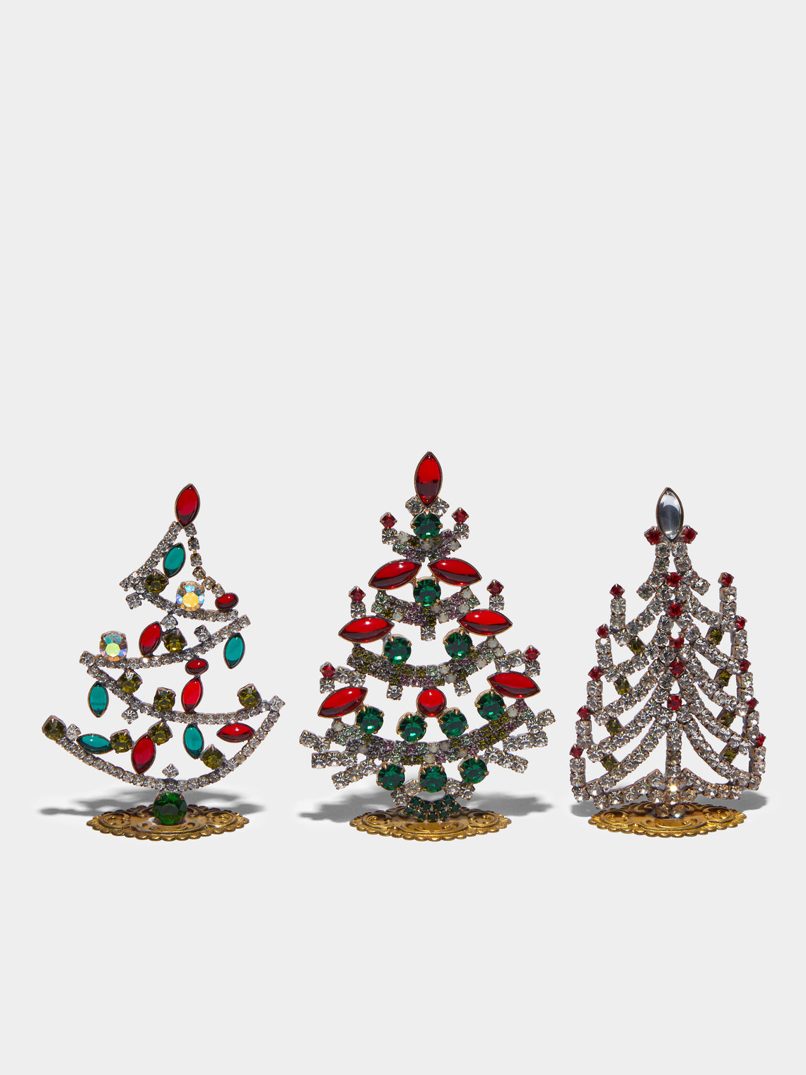 Antique and Vintage - 1930s Czech Jewelled Extra Small Christmas Trees (Set of 3) -  - ABASK - 