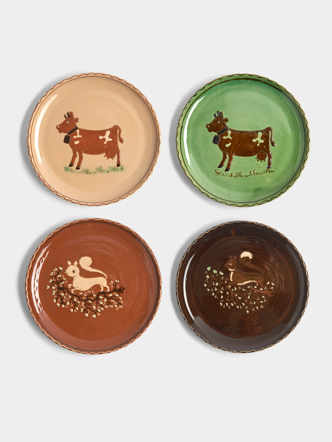 Poterie d’Évires - Animals Hand-Painted Ceramic Side Plates (Set of 4) -  - ABASK - 