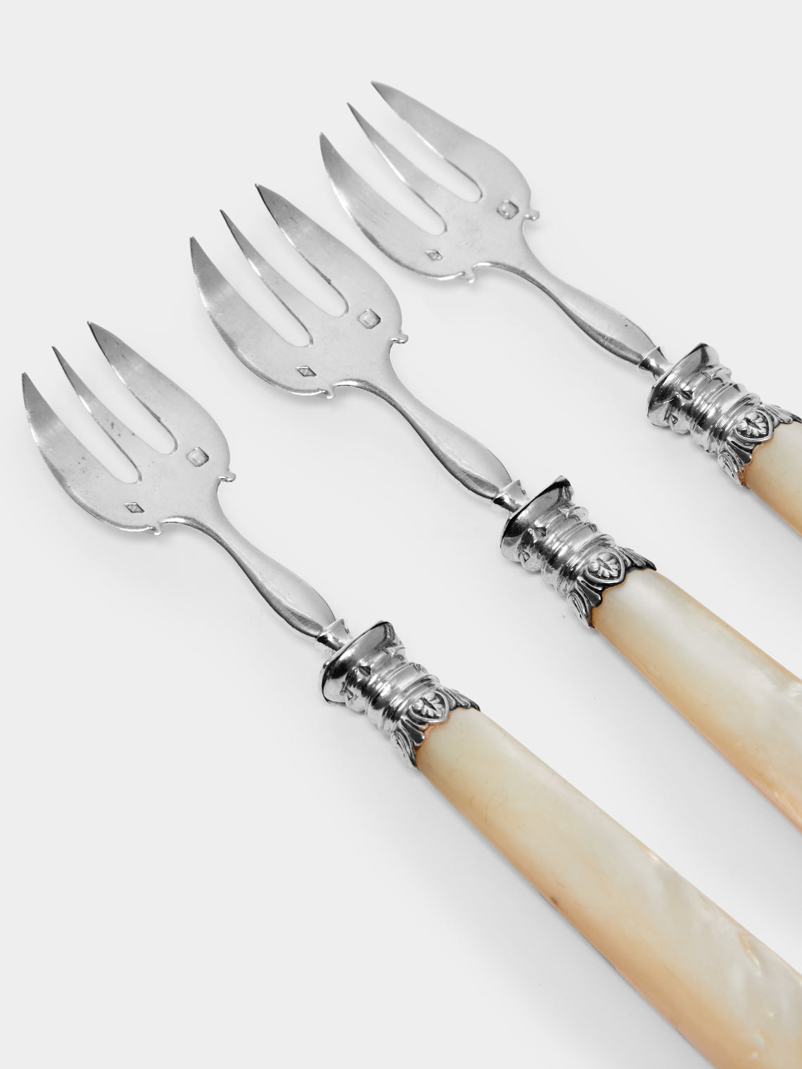 Antique and Vintage - 19th-Century Solid Silver and Mother-of-Pearl Oyster Forks (Set of 12) -  - ABASK