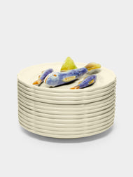 Este Ceramiche - Fish and Lemon Hand-Painted Ceramic Trompe-L'oeil Box -  - ABASK - 