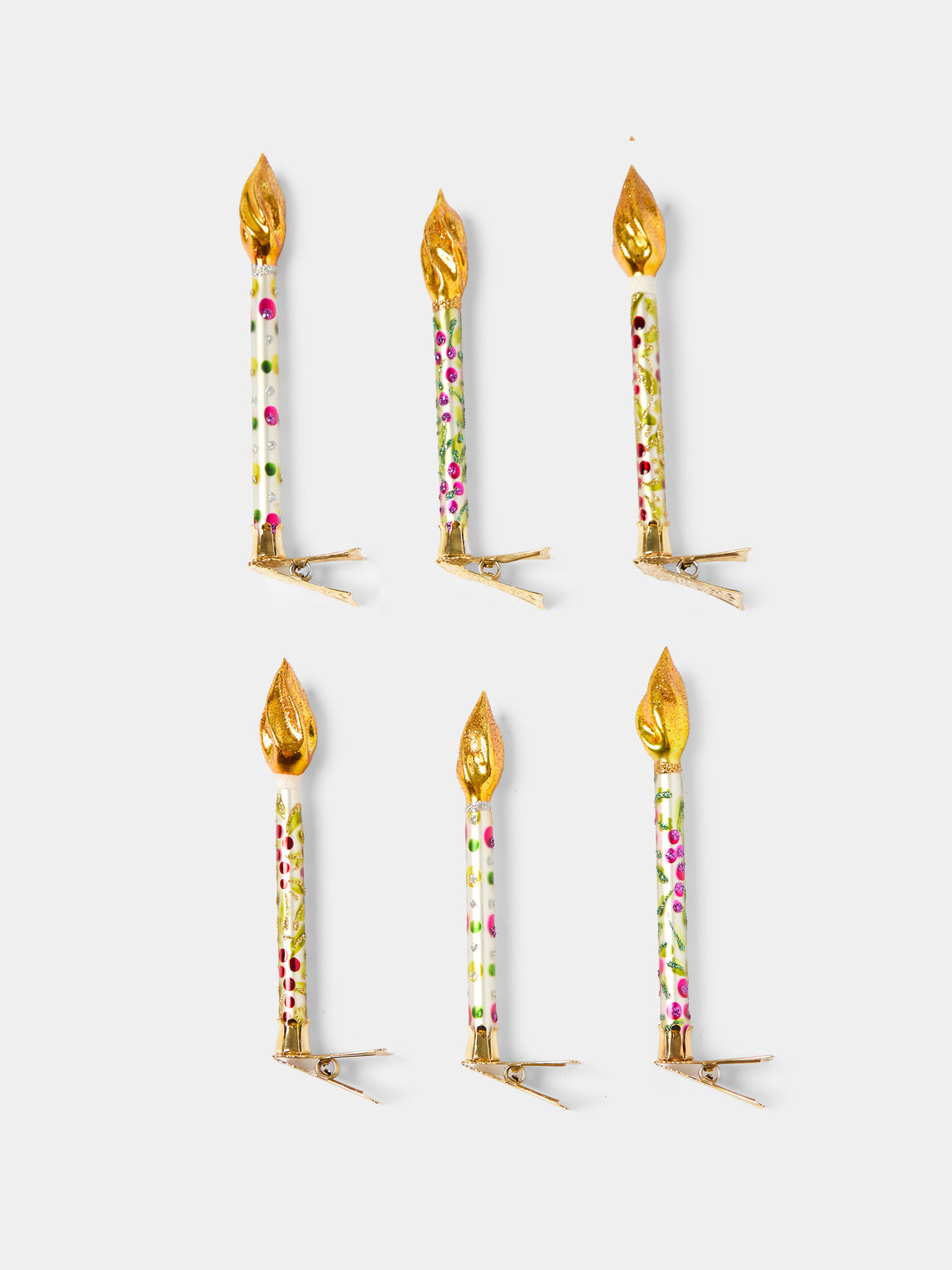 Antique and Vintage - Hand-Blown Glass Candle Tree Decorations (Set of 6) -  - ABASK - 