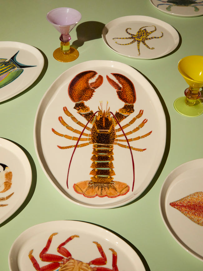 Casa Adams - Maine Lobster Hand-Painted Porcelain Large Serving Platter -  - ABASK