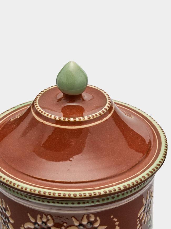 Poterie d’Évires - Flowers Hand-Painted Ceramic Small Lidded Pot -  - ABASK