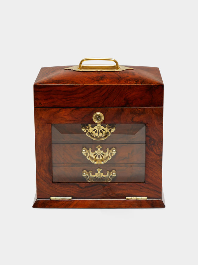 Antique and Vintage - 1900s Walnut and Brass Jewellery Box -  - ABASK - 