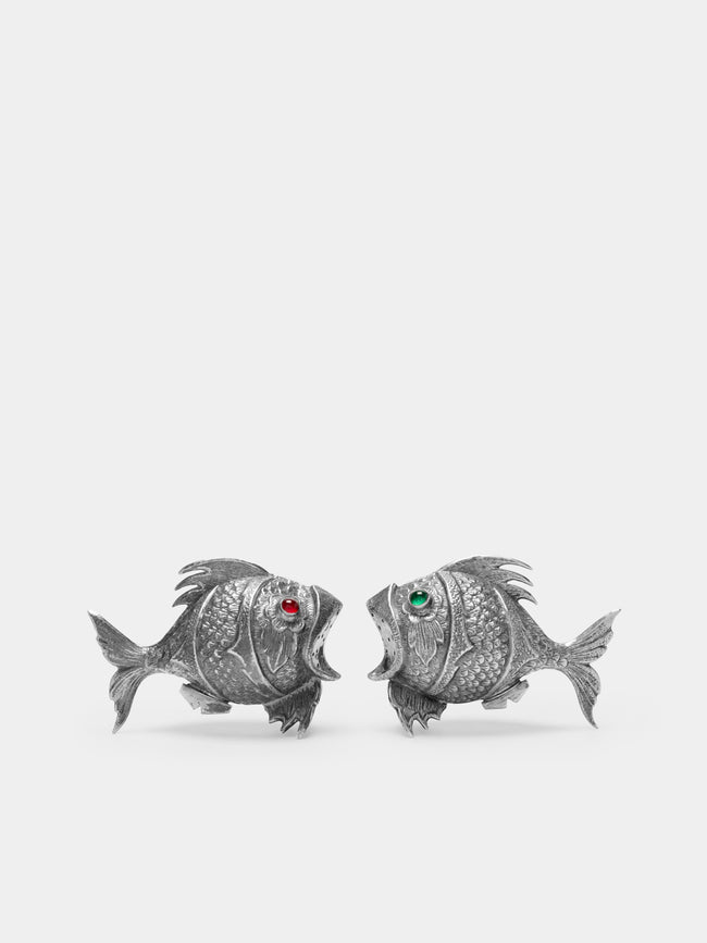 Antique and Vintage - Early-20th Century Solid Silver Fish Salt and Pepper Shakers -  - ABASK - 