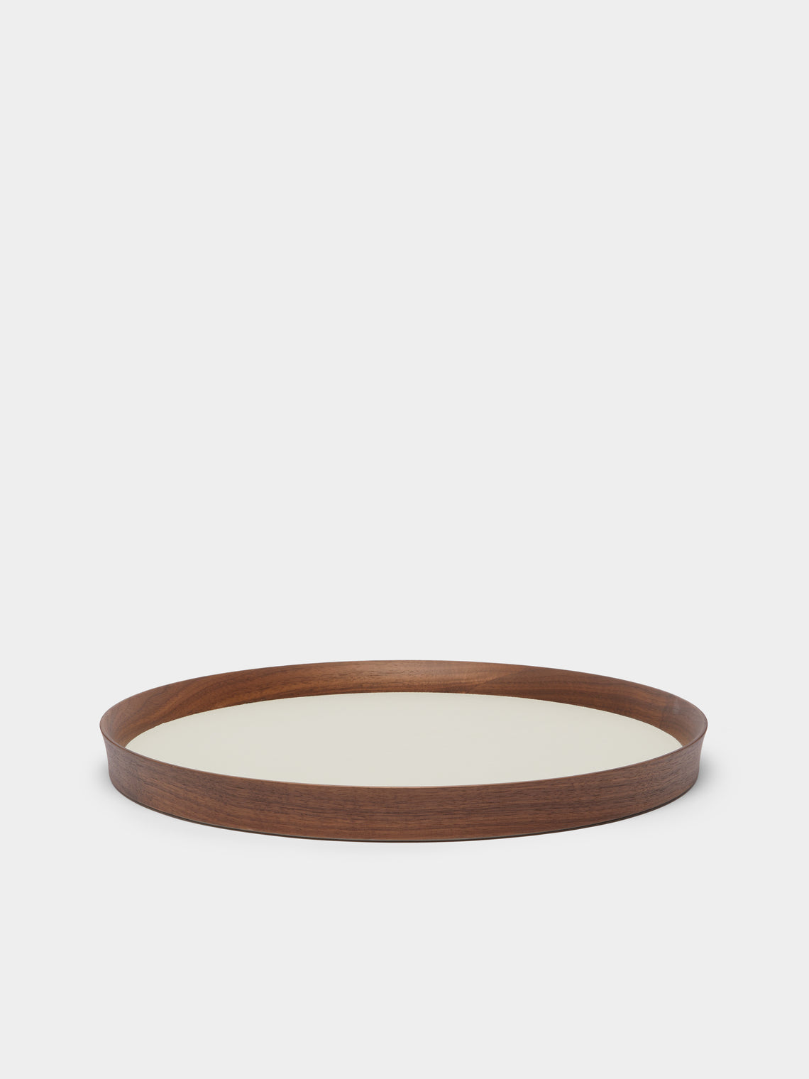 Giobagnara x Poltrona Frau - Walnut Medium Round Tray with Leather Inlay -  - ABASK