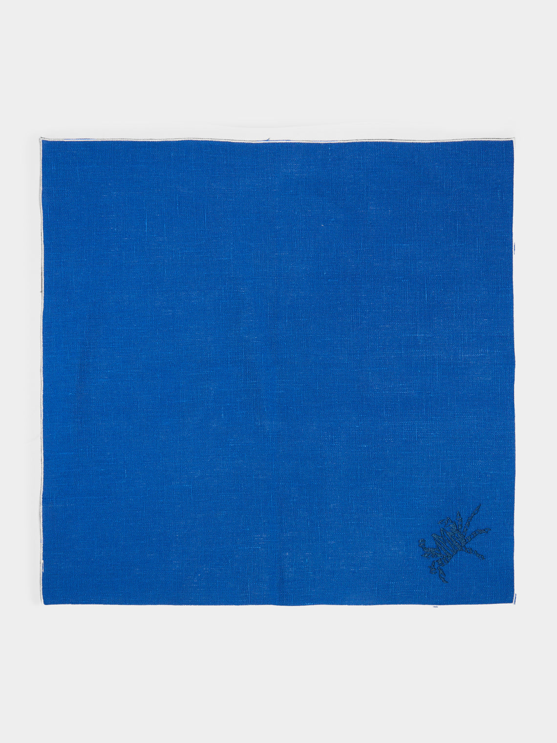 La Gallina Matta - Crabs Embroidered Linen Napkins (Set of 4) - Blue - ABASK