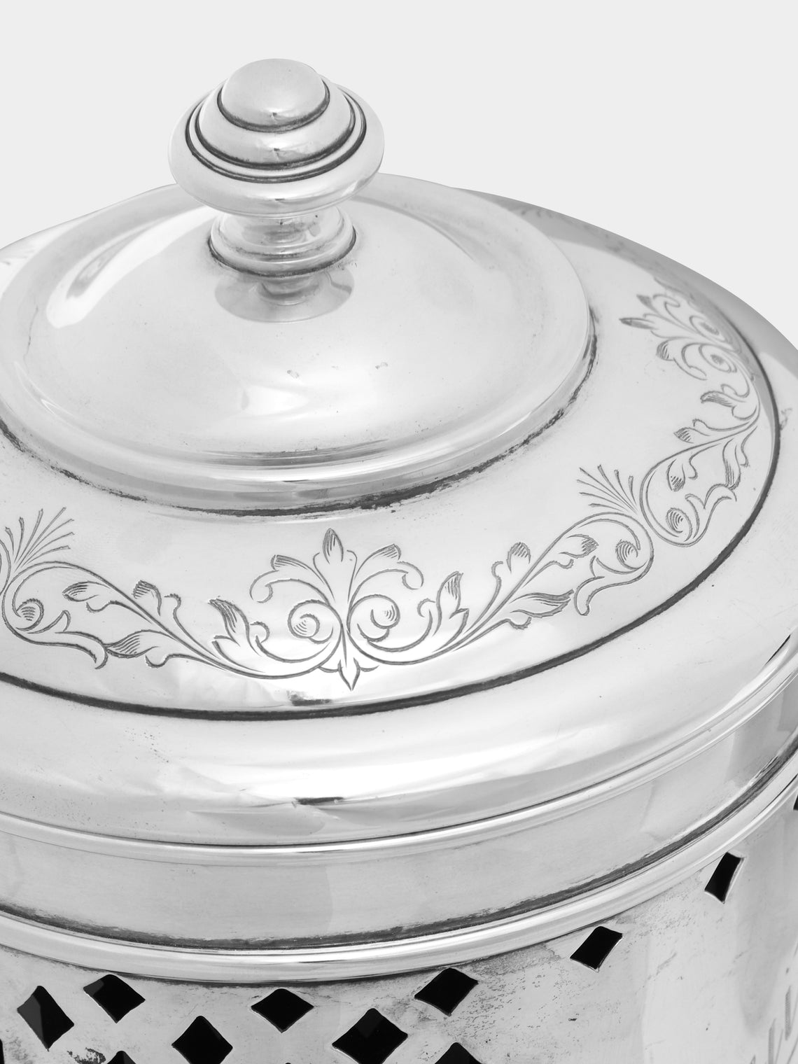 Antique and Vintage - 1950s Solid Silver and Glass Biscuit Jar -  - ABASK