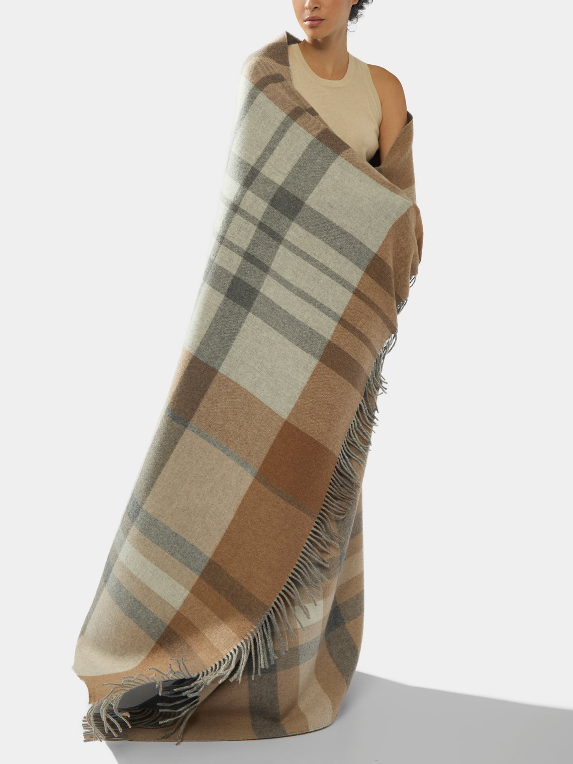 Johnstons of Elgin - Cashmere Reversible Check Blanket -  - ABASK