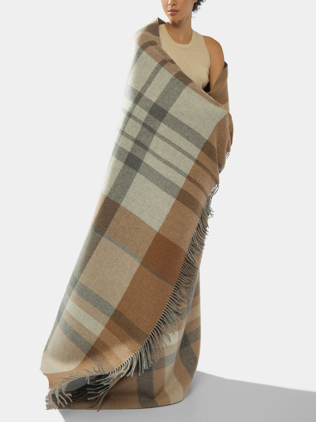 Johnstons of Elgin - Cashmere Reversible Check Blanket -  - ABASK