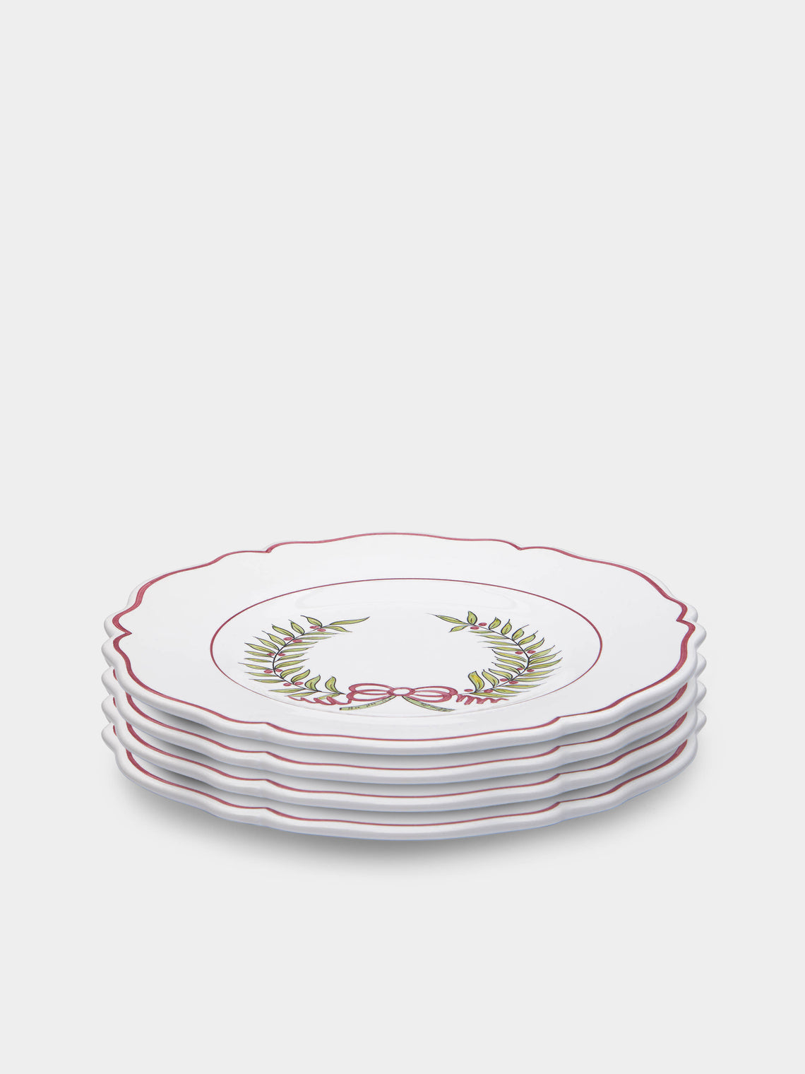 Bourg Joly Malicorne - Strasbourg Wreath Hand-Painted Ceramic Dessert Plates (Set of 4) -  - ABASK