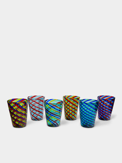 F&M Ballarin - Filigrana Hand-Blown Murano Glass Tumblers (Set of 6) -  - ABASK - 