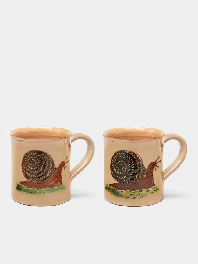 Poterie d’Évires - Snails Hand-Painted Ceramic Mugs (Set of 2) -  - ABASK - 