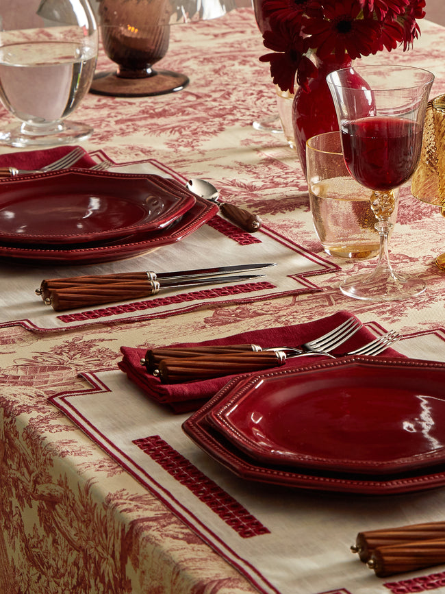 Borgo delle Tovaglie - Eva Rosso Embroidered Linen Placemats (Set of 4) -  - ABASK