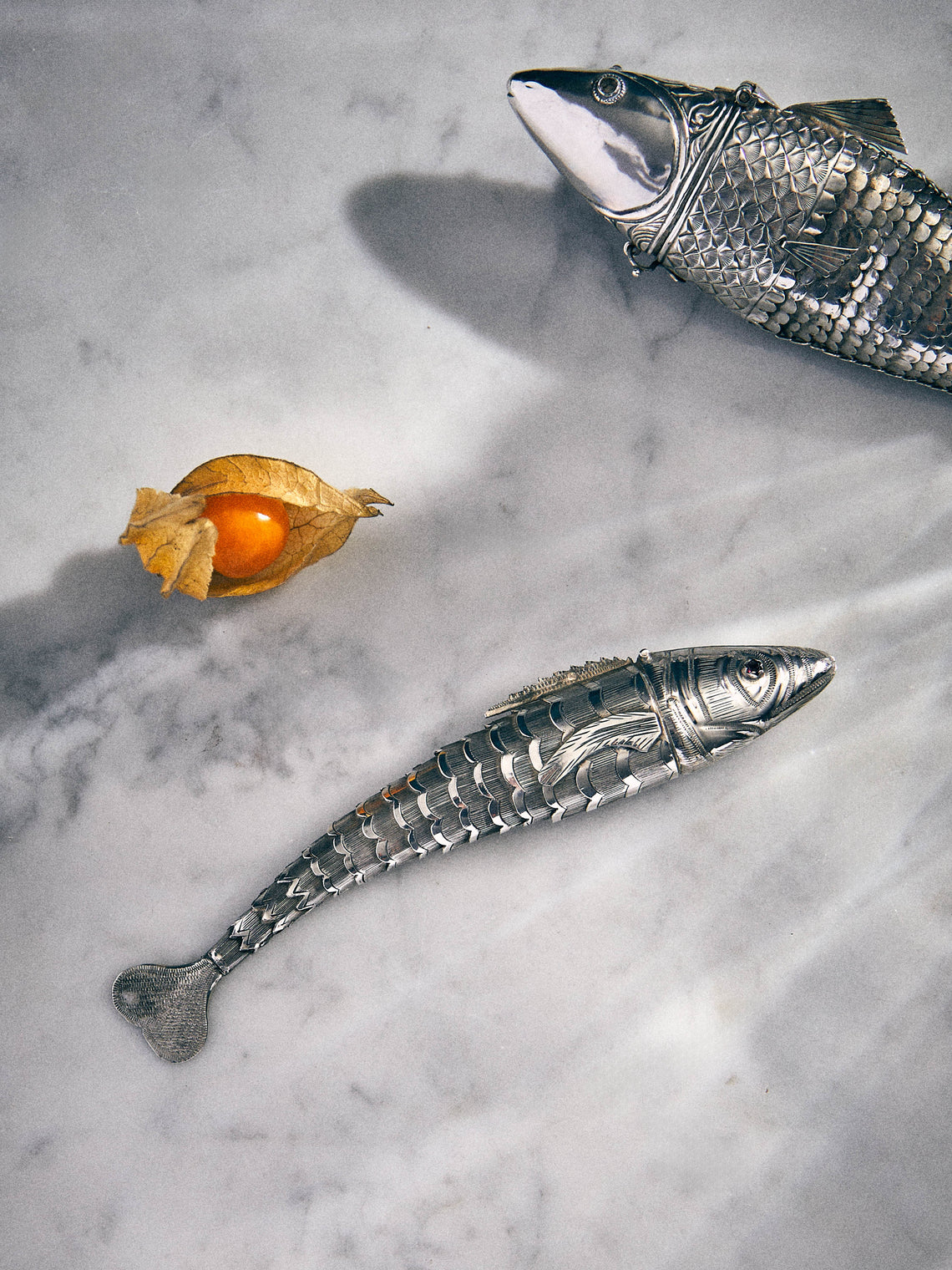 Antique and Vintage - 1900s Solid Silver Articulating Fish -  - ABASK