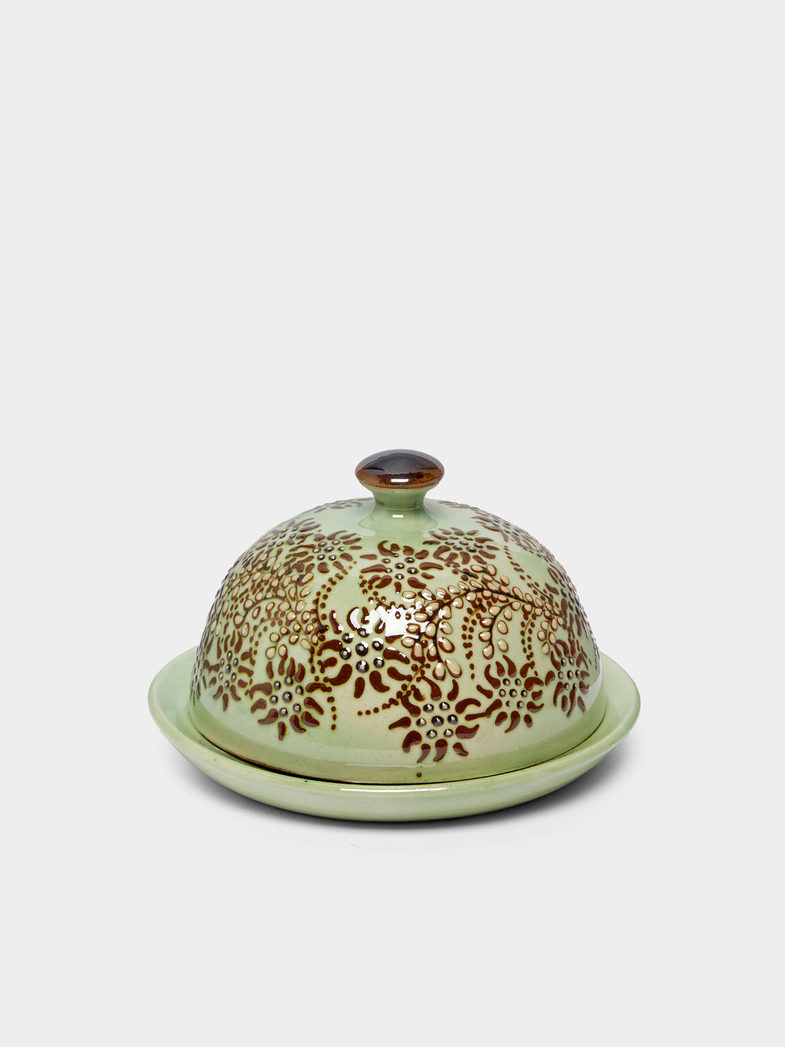 Poterie d’Évires - Flowers Hand-Painted Ceramic Small Butter Dish -  - ABASK - 
