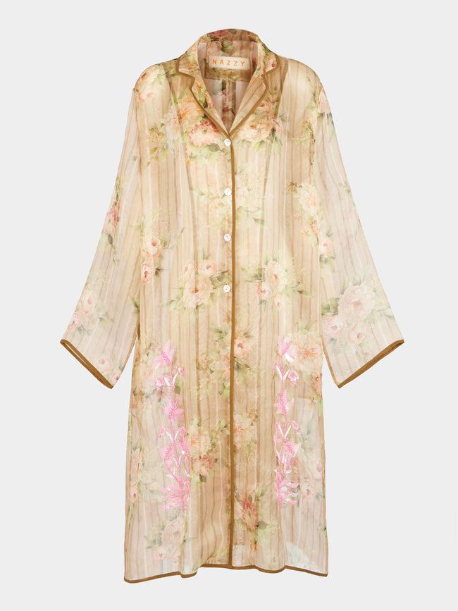 Nazzy Beglari - Organza Embroidered Silk Robe -  - ABASK - 