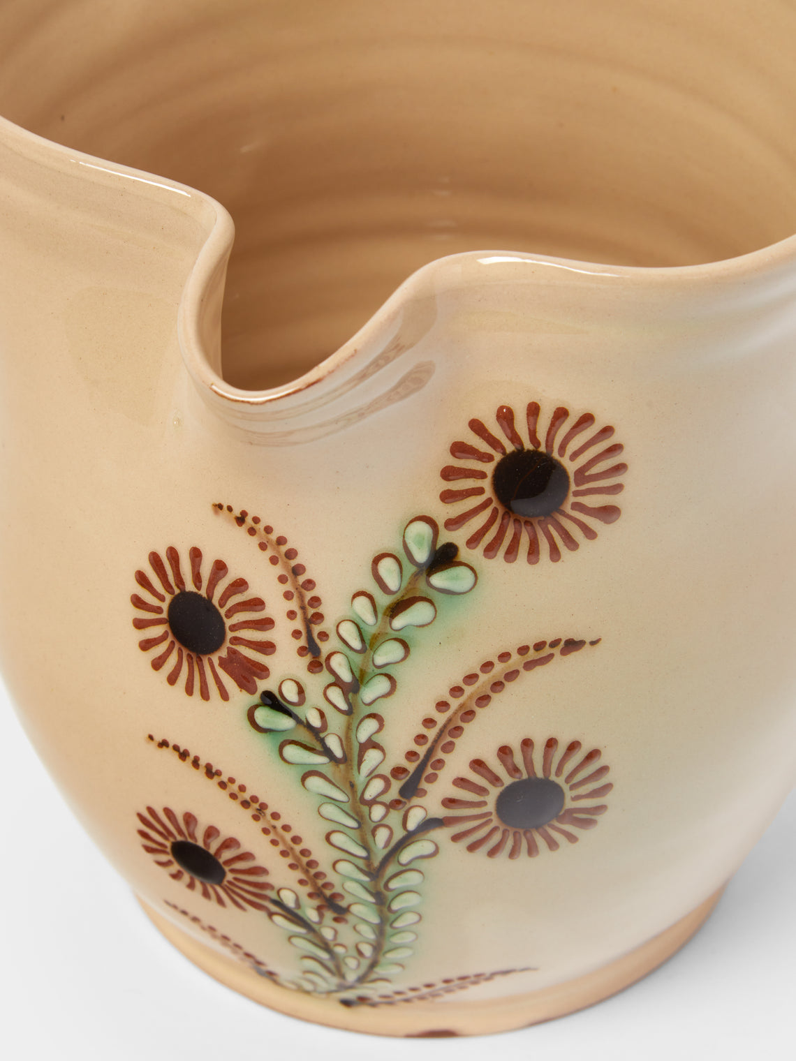 Poterie d’Évires - Flowers Hand-Painted Ceramic Rounded Jug -  - ABASK