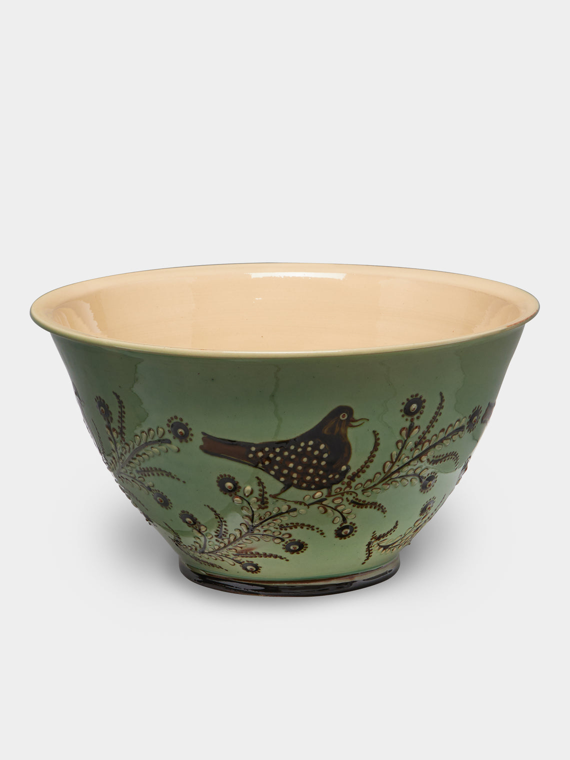 Poterie d’Évires - Birds Hand-Painted Ceramic Large Salad Bowl -  - ABASK - 