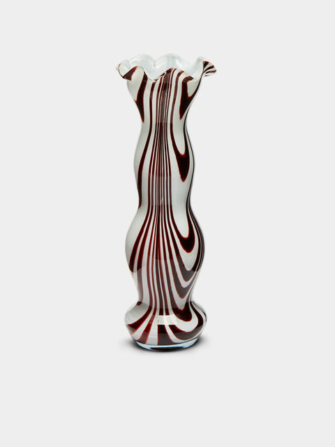 Antique and Vintage - Mid-Century Marbled Rippled Glass Vase -  - ABASK - 