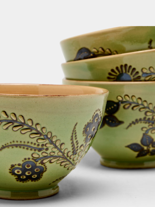 Poterie d’Évires - Flowers Hand-Painted Ceramic Cereal Bowls (Set of 4) -  - ABASK