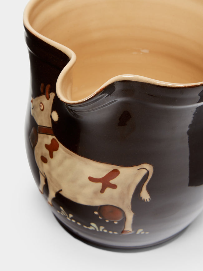 Poterie d’Évires - Cows Hand-Painted Ceramic Rounded Jug -  - ABASK