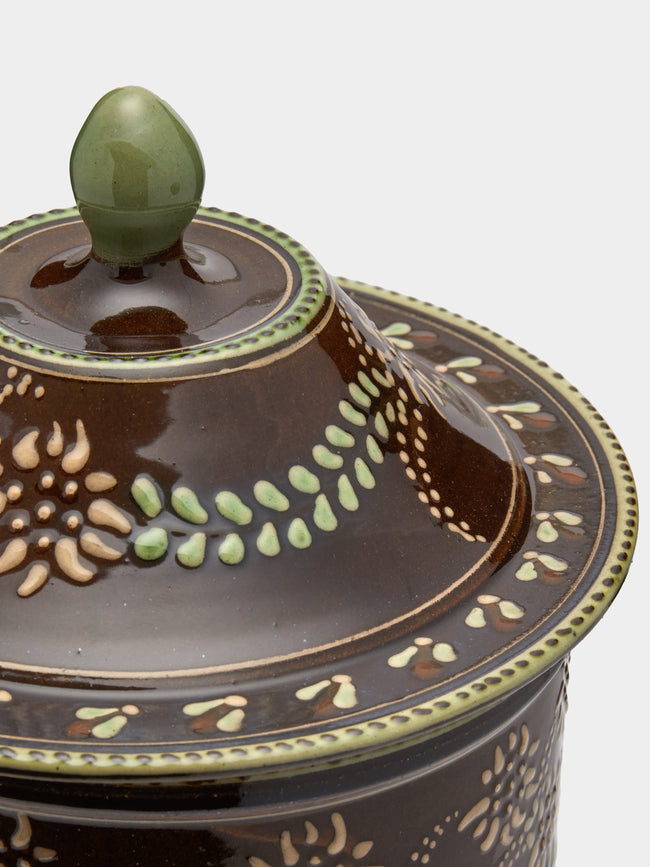 Poterie d’Évires - Flowers Hand-Painted Ceramic Medium Lidded Pot -  - ABASK