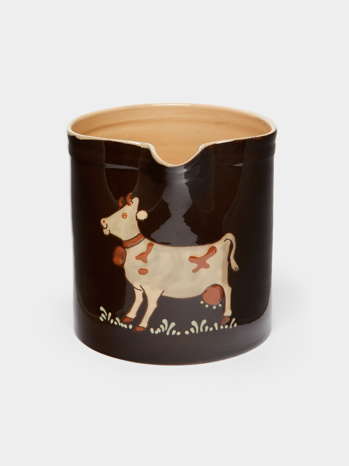 Poterie d’Évires - Cows Hand-Painted Ceramic Straight-Edge Jug -  - ABASK