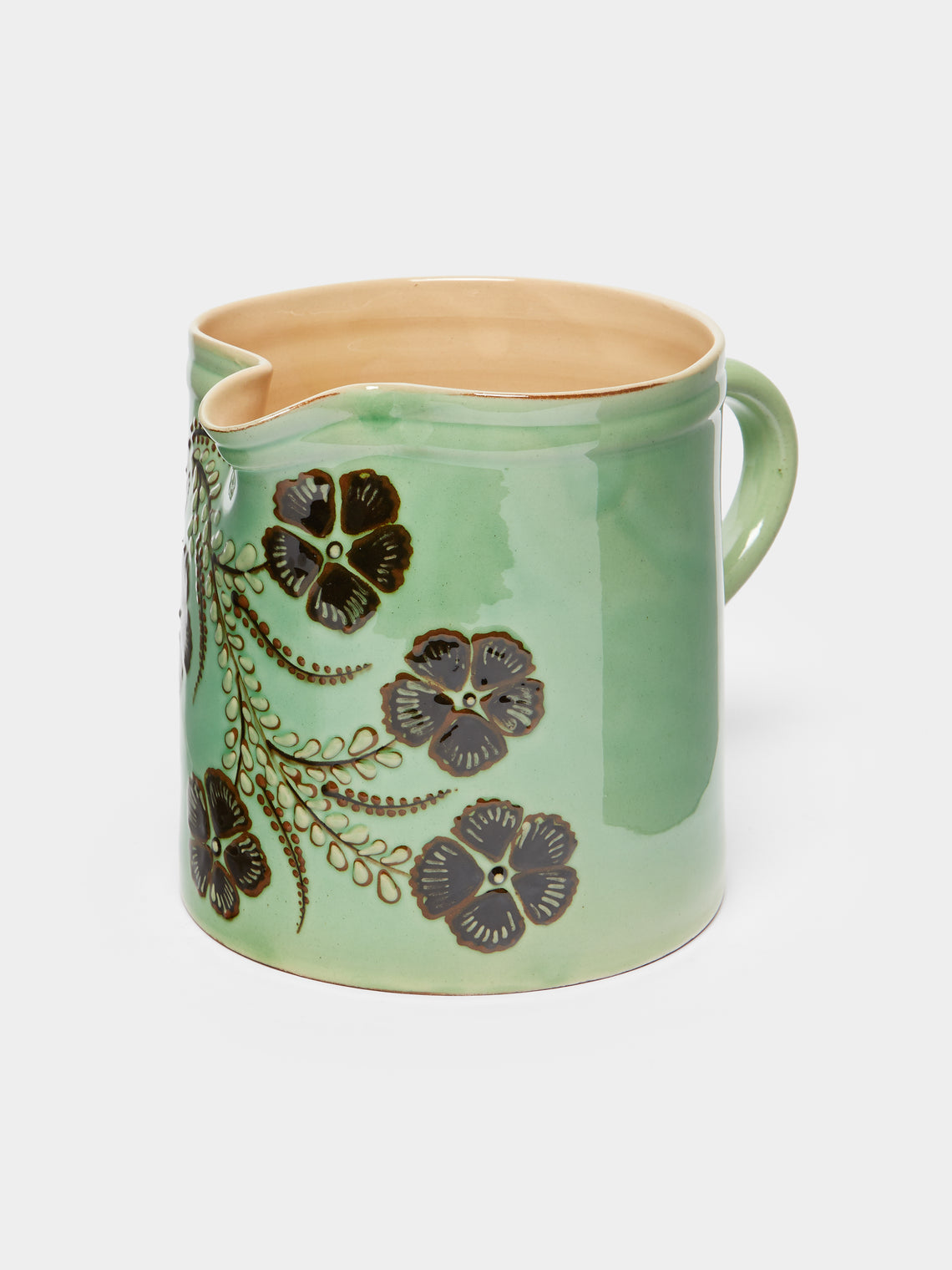 Poterie d’Évires - Flowers Hand-Painted Ceramic Straight-Edge Jug -  - ABASK - 