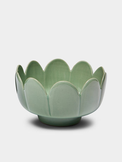 Kim Pan-ki - Celadon Scalloped Serving Bowl -  - ABASK - [thumbnail]