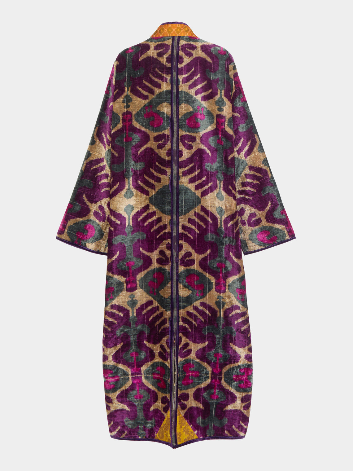 Nazzy Beglari - Hand-Loomed Ikat Velvet Reversible Robe  | One Size -  - ABASK