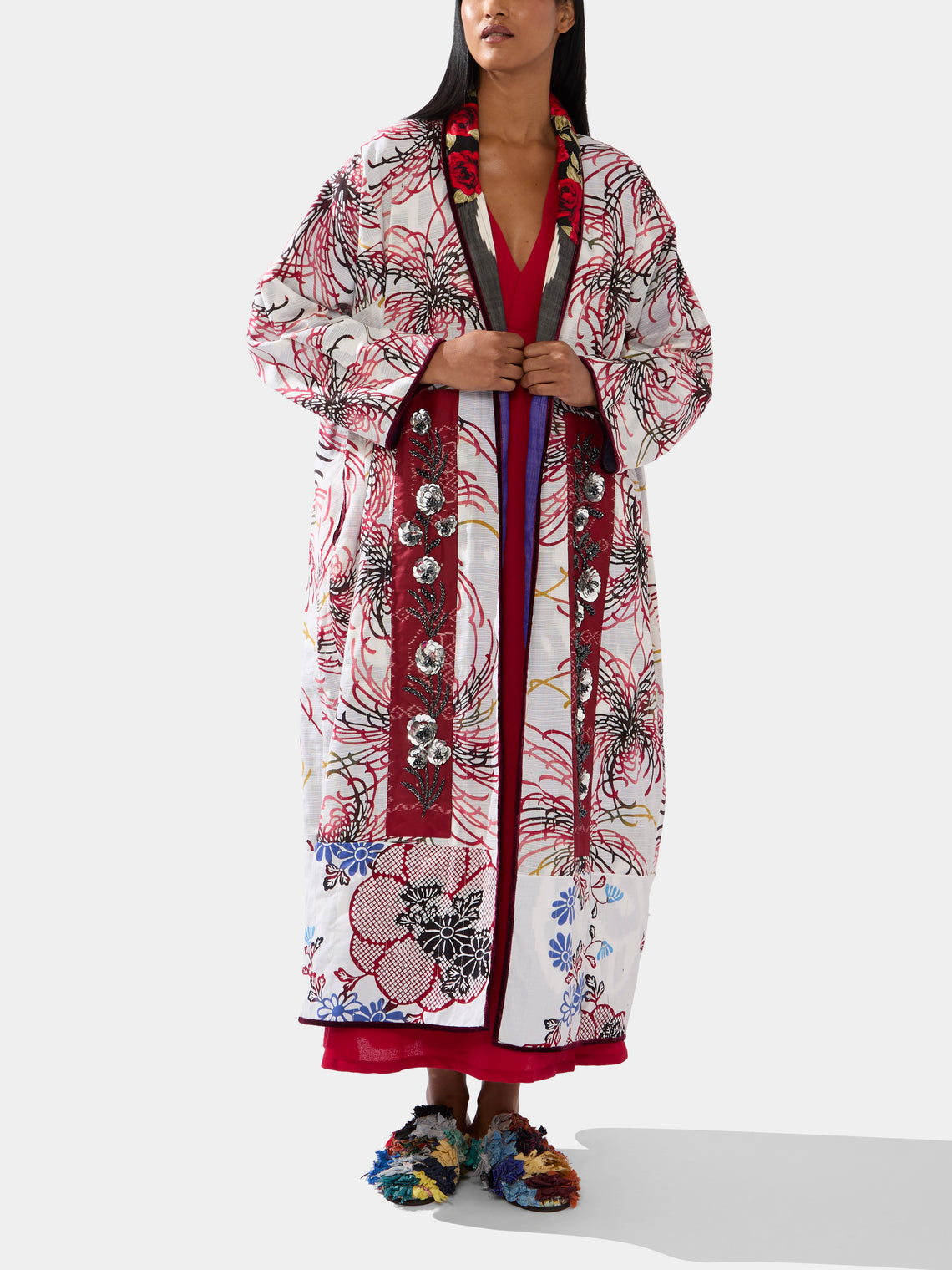 Nazzy Beglari - Hand-Loomed Katazome Cotton Reversible Robe  | One Size -  - ABASK