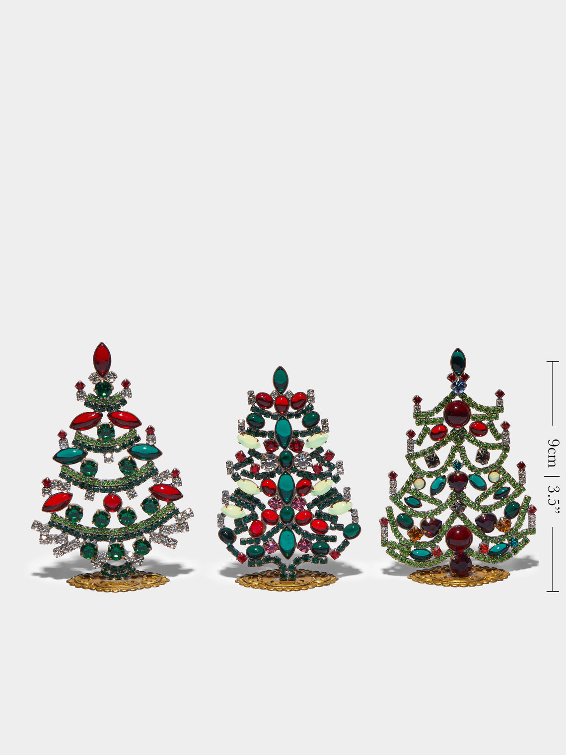 Antique and Vintage - 1930s Czech Jewelled Extra Small Christmas Trees (Set of 3) -  - ABASK