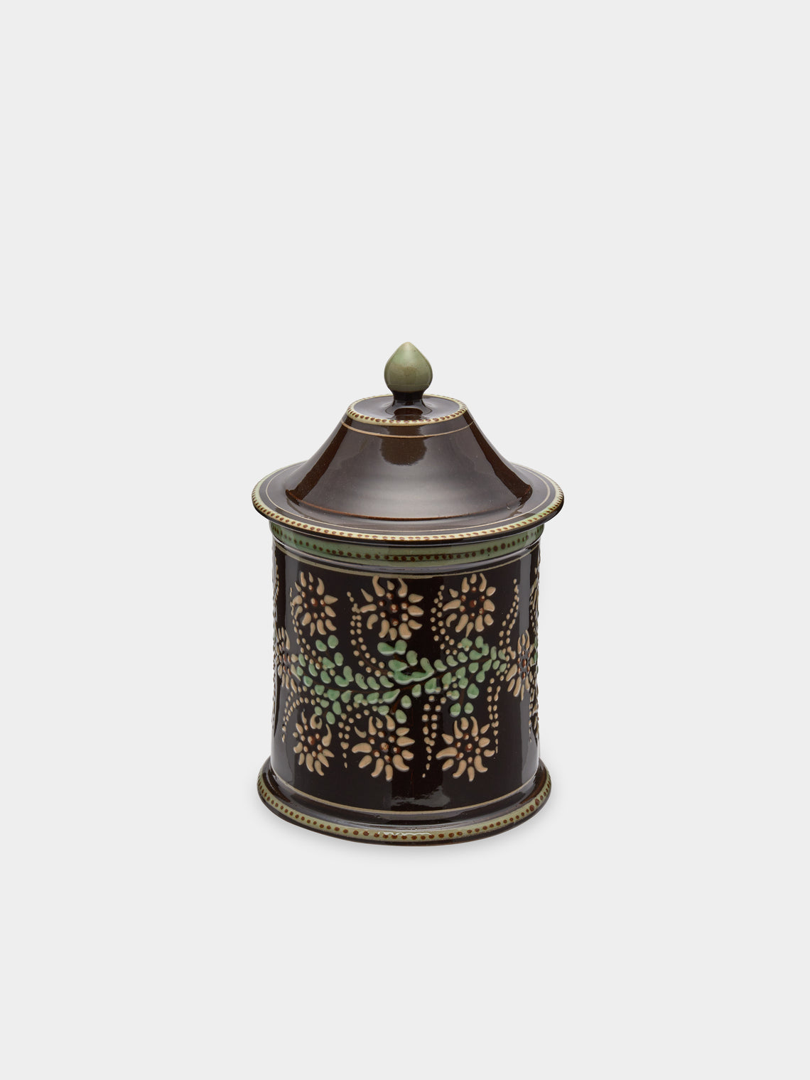 Poterie d’Évires - Flowers Hand-Painted Ceramic Small Lidded Pot -  - ABASK - 