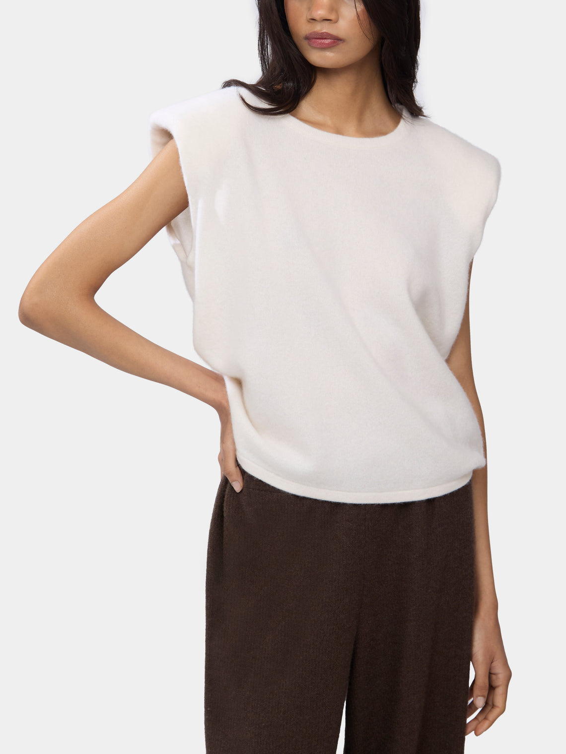 Frenckenberger - SL Mini Shoulder Cashmere Sleeveless Top | Size: S -  - ABASK